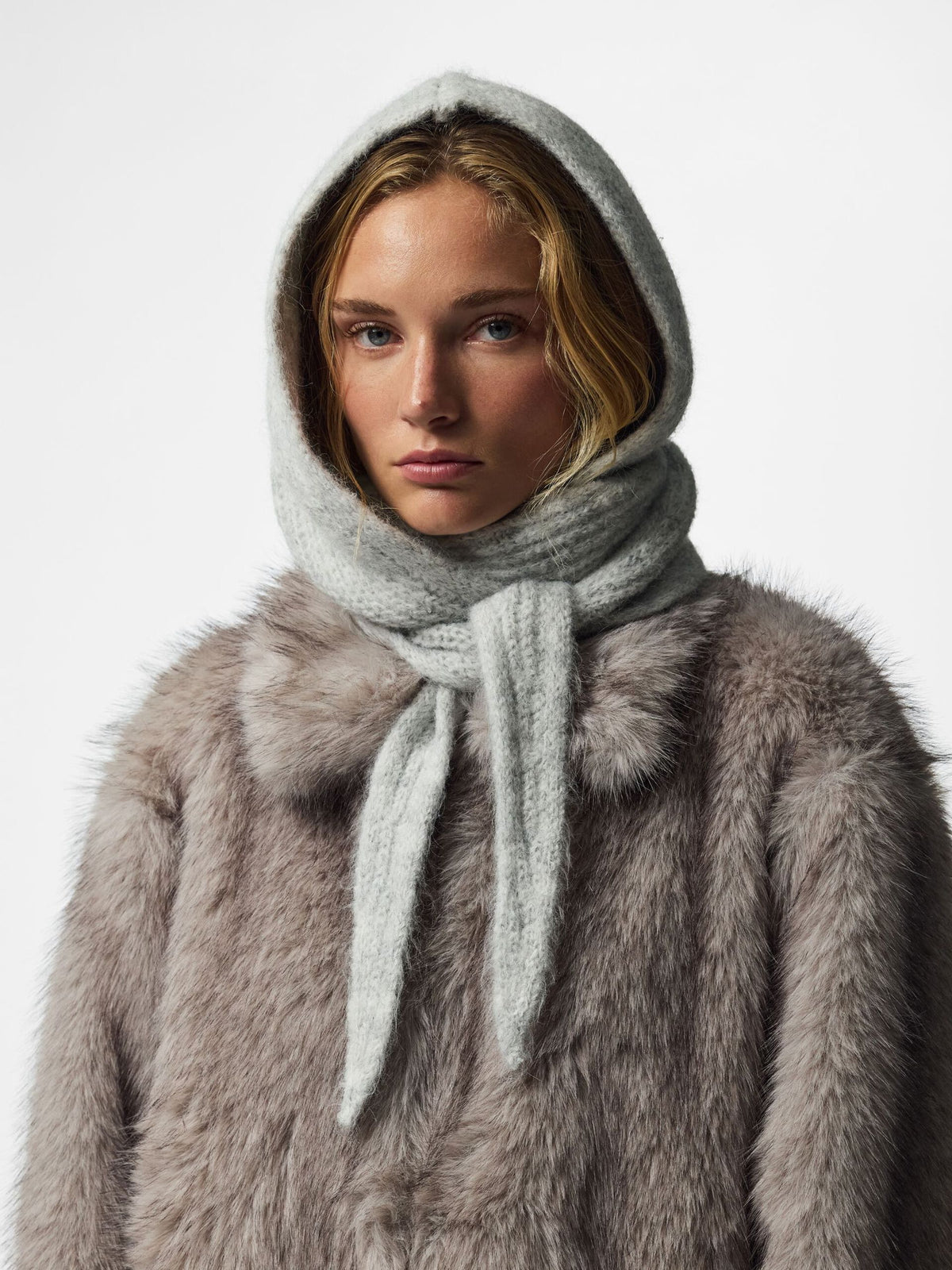REBECCA BALACLAVA - LIGHT GREY MELANGE - Dinvintageshop