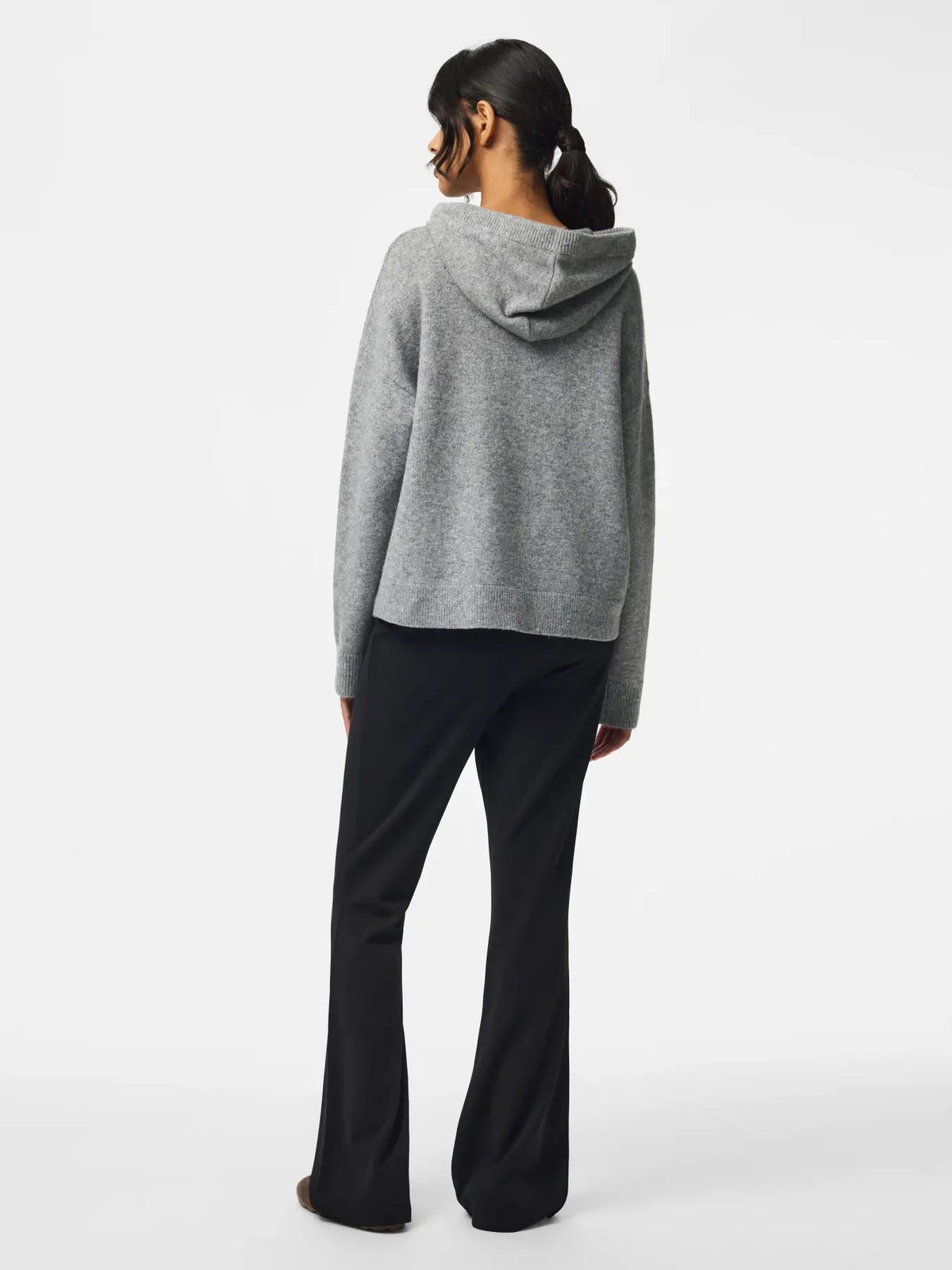 MALOU KNIT HOODIE - GREY MELANGE - Dinvintageshop