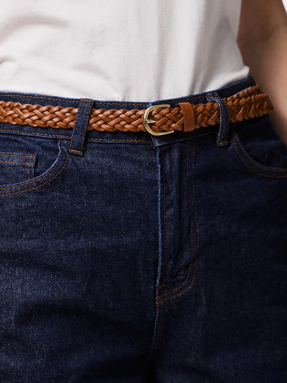 AVERY BRAIDED BELT - COGNAC - Dinvintageshop