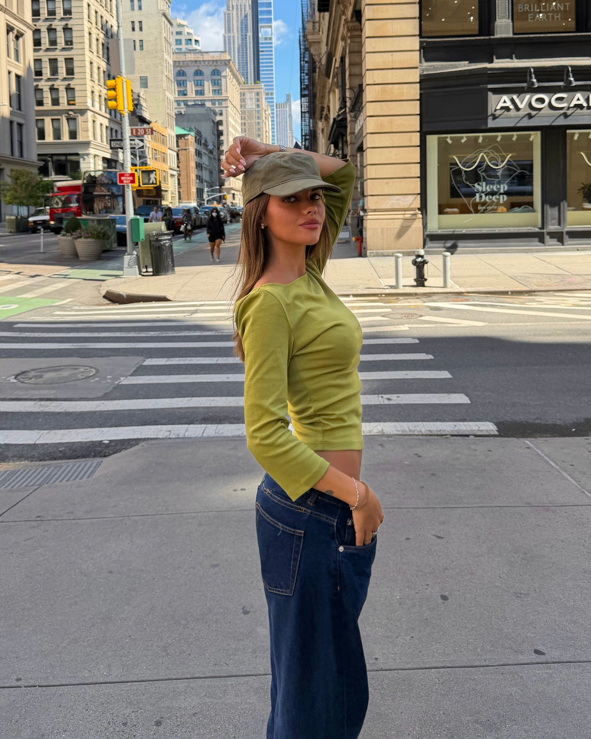 ASTRID 3/4 TOP - MATCHA GREEN