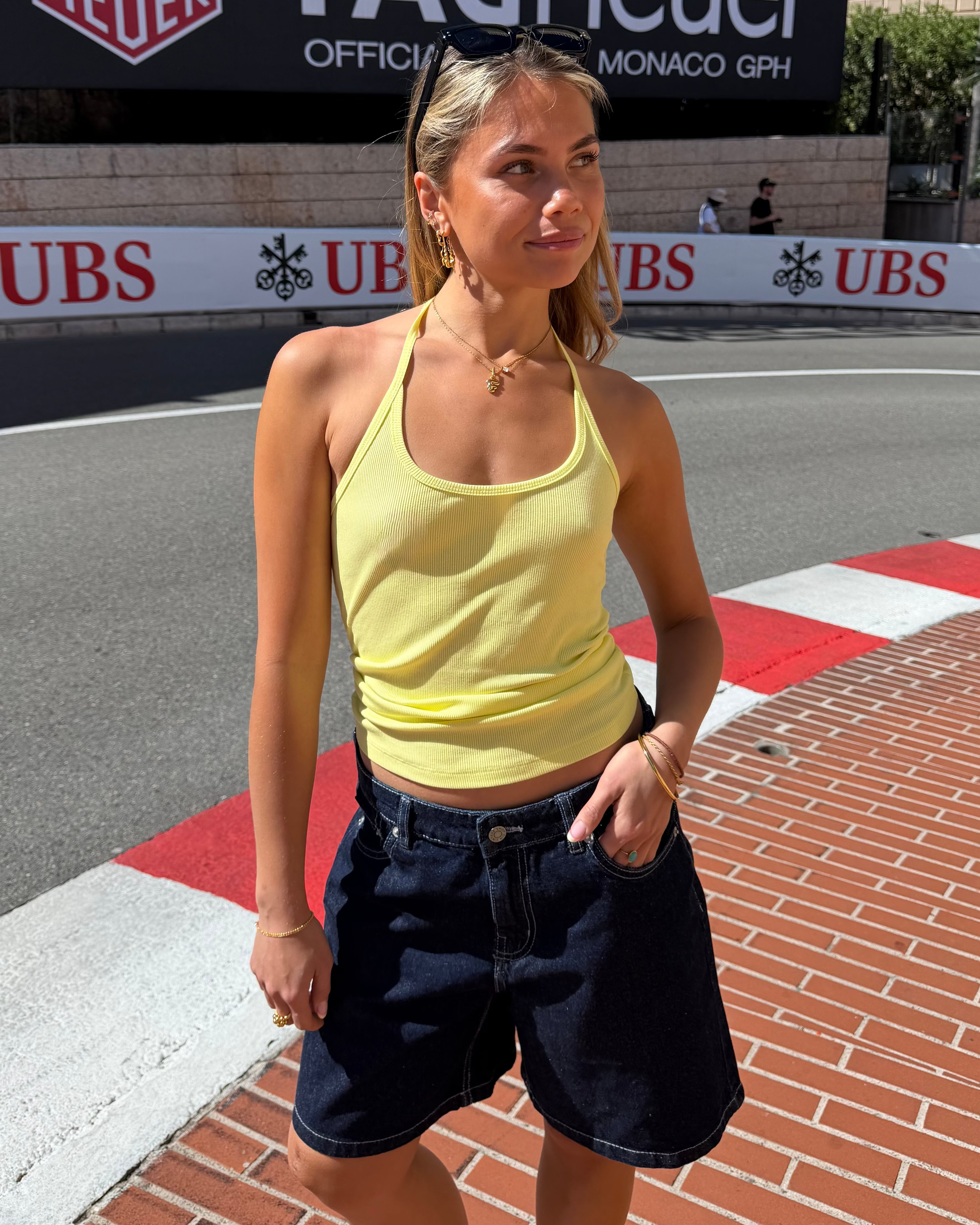 LINE HALTERNECK TOP - BUTTER YELLOW