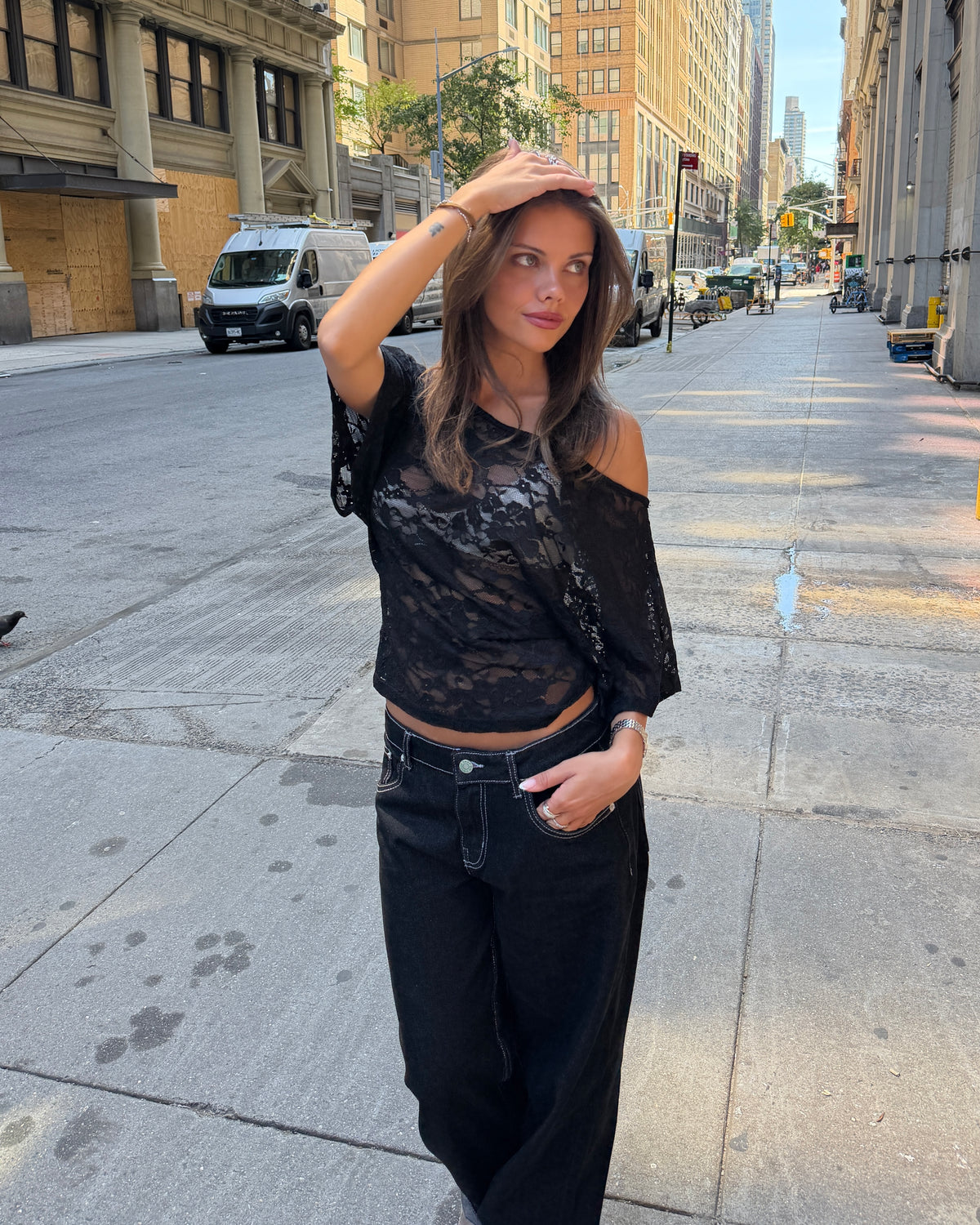 MATHILDE LACE TOP - BLACK - Dinvintageshop