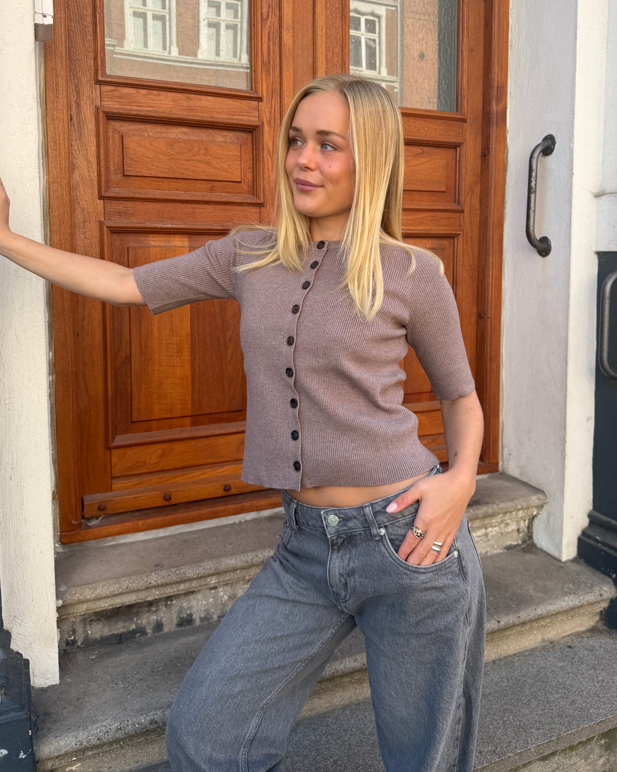TANJA 3/4 KNIT - TAUPE - Dinvintageshop