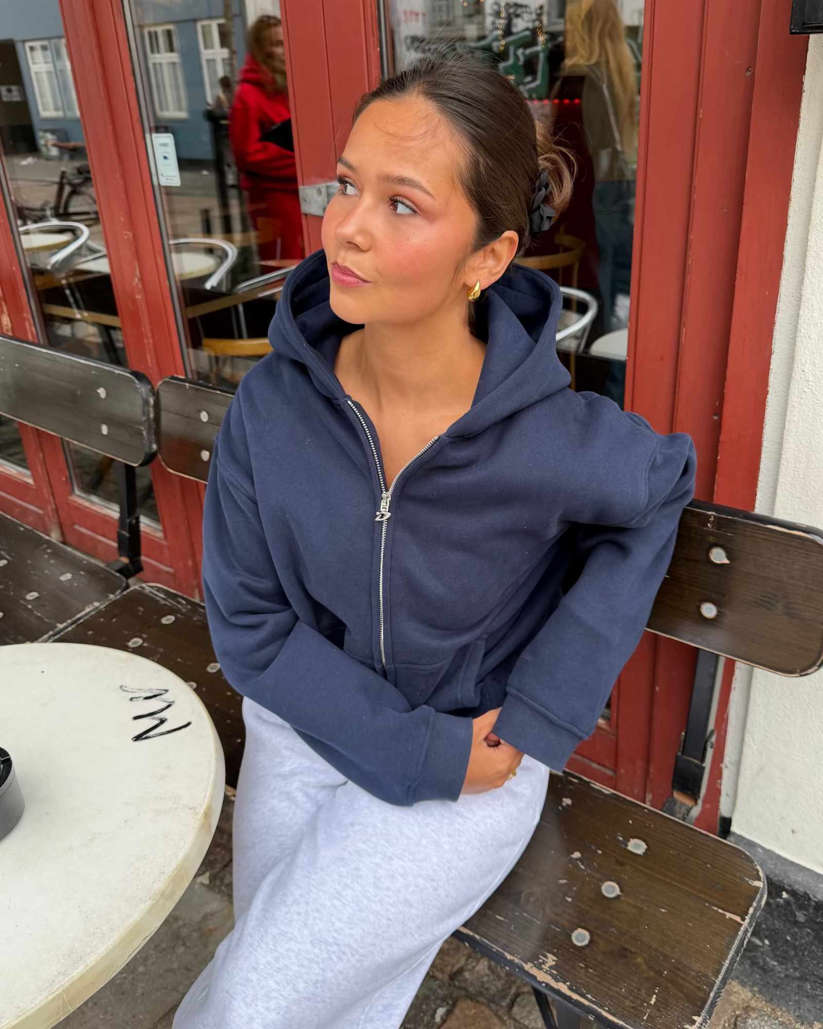 OVERSIZED ZIP HOODIE - NAVY