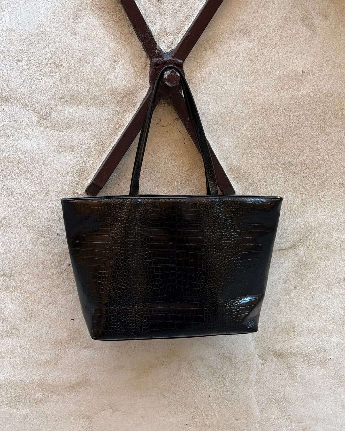 AMY CROC BAG - BLACK - Dinvintageshop