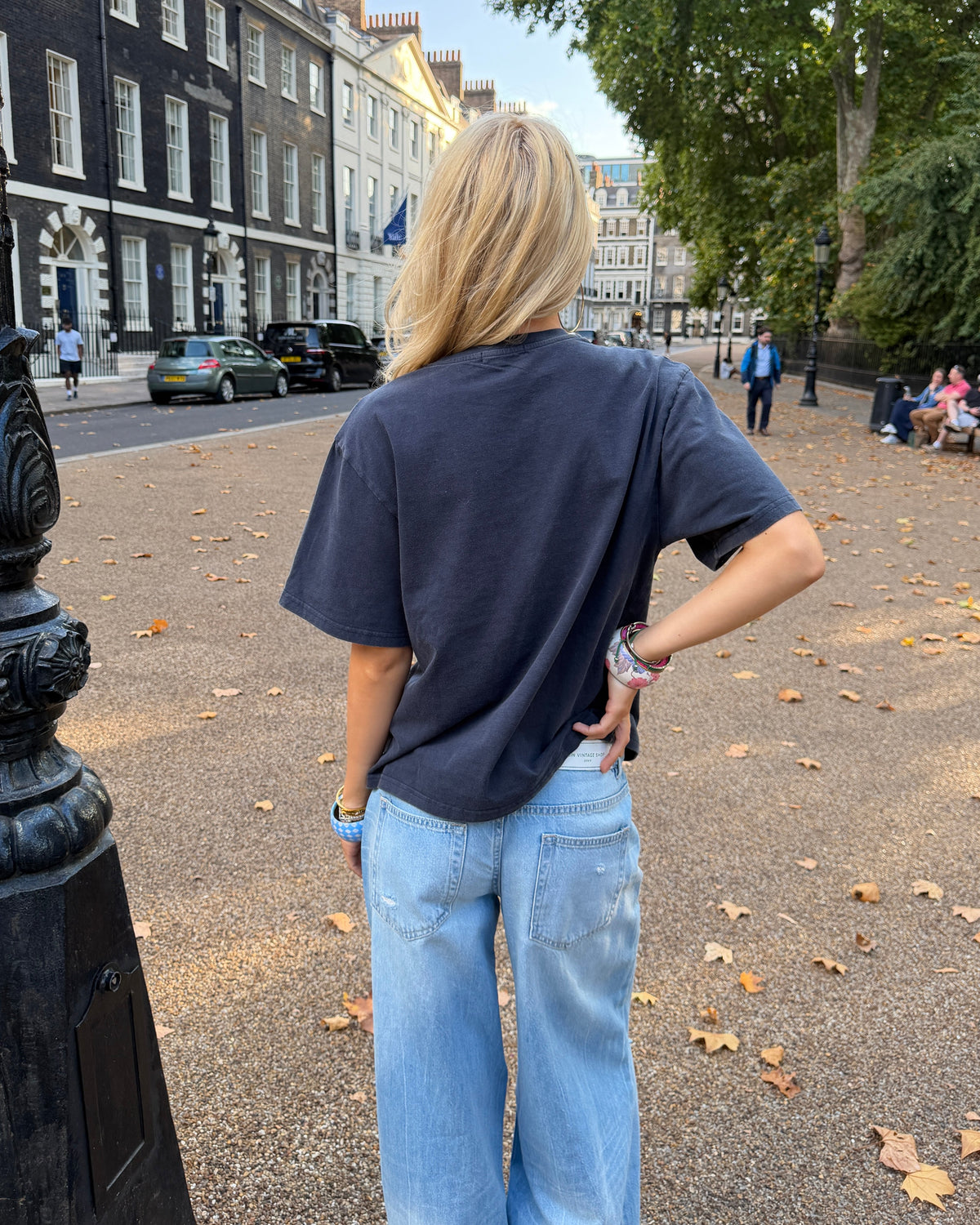 DUA TEE KORTÆRMET - NAVY - Dinvintageshop