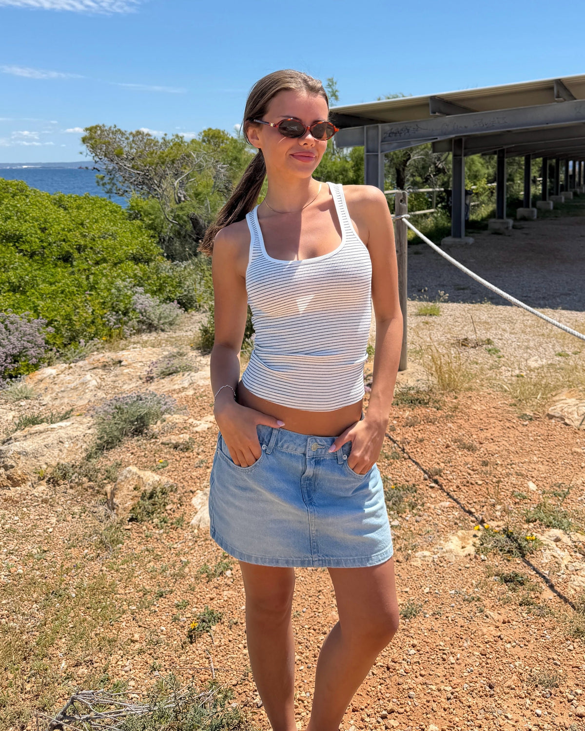 ESTHER DENIM MINI SKIRT - LIGHT BLUE