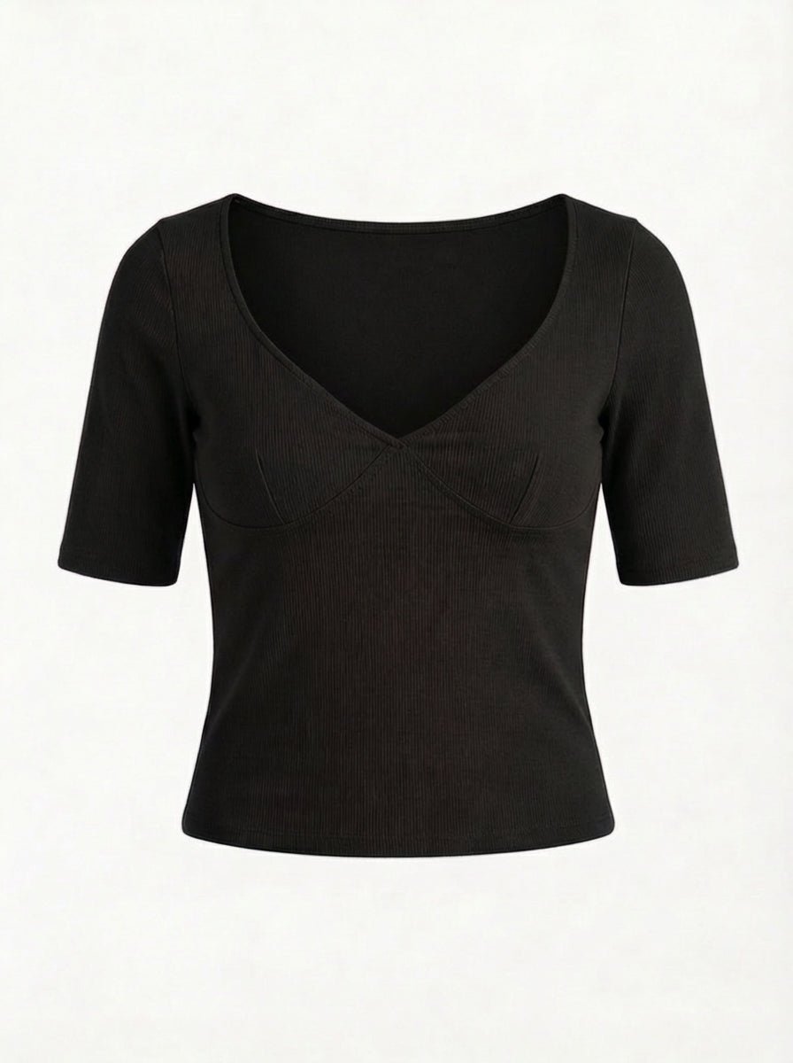 ELVIRA TOP - BLACK - Dinvintageshop