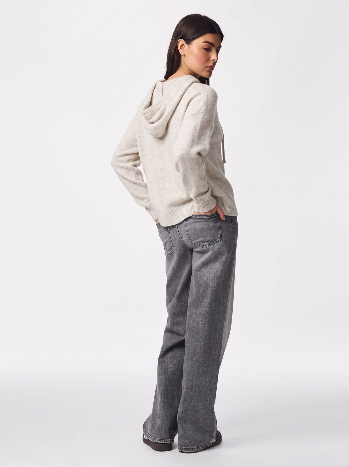 MALOU KNIT HOODIE - BIRCH MELANGE - Dinvintageshop