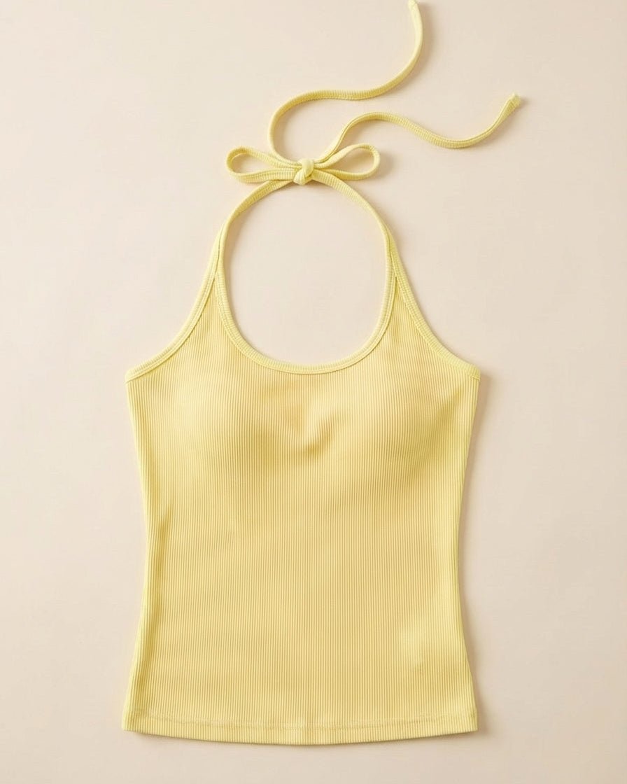 LINE HALTERNECK TOP - BUTTER YELLOW