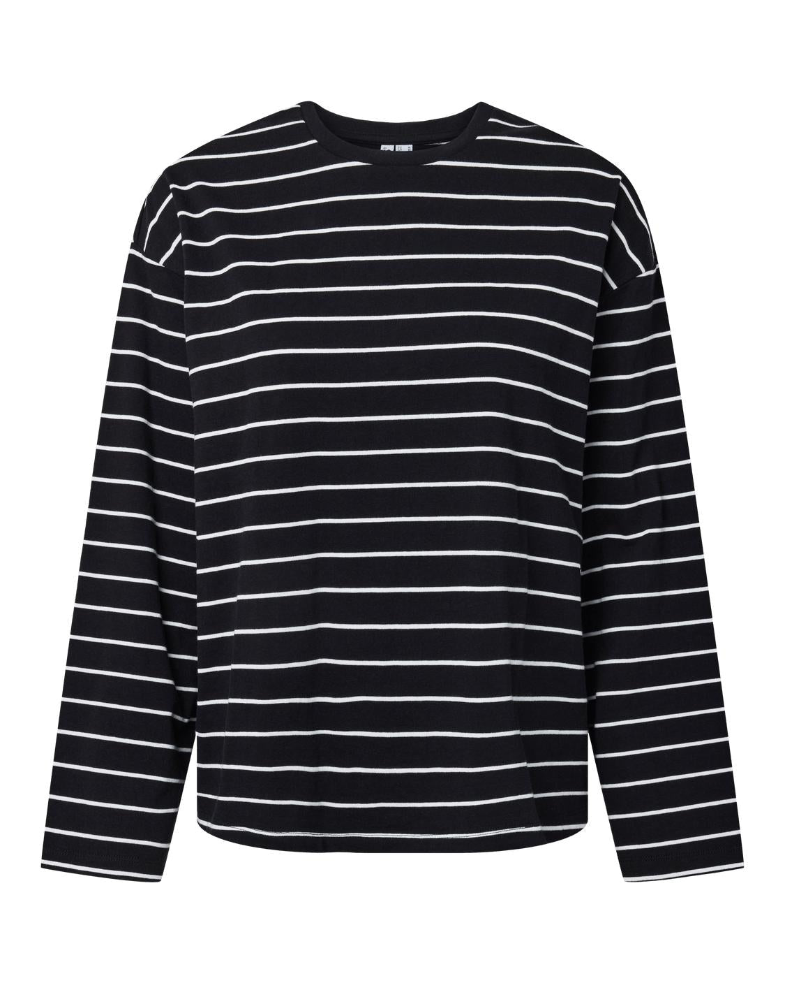 SADIE STRIPE TEE LS - BLACK/CLOUD DANCER