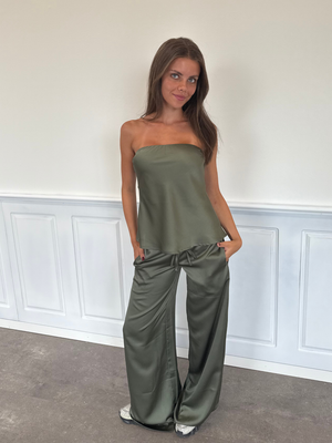 STELLA SATIN PANTS - OLIVE