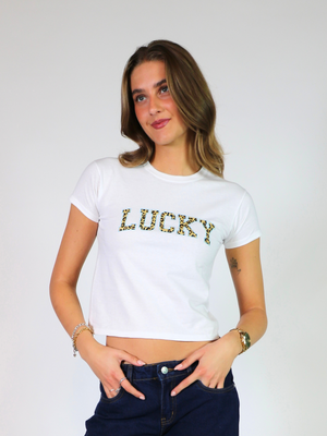 LUCKY LEO BABY TEE - HVID