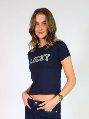 LUCKY LEO BABY TEE - NAVY