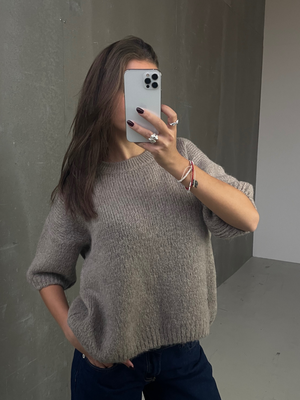 MIRA SHORT SLEEVE KNIT - TAUPE