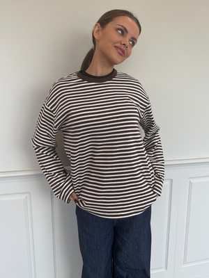 SADIE STRIPE TEE LS - HOT FUDGE COCONUT MILK
