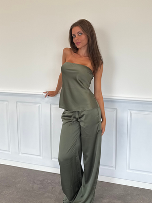 STELLA SATIN PANTS - OLIVE