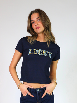 LUCKY LEO BABY TEE - NAVY