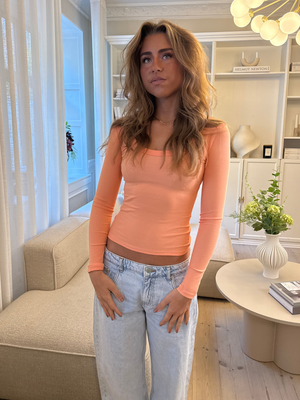 THEA LONG SLEEVE T-SHIRT - CORAL