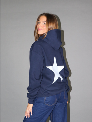 WHITE STAR HOODIE (rygprint) - NAVY