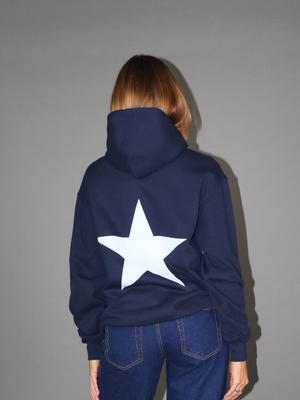 WHITE STAR HOODIE (rygprint) - NAVY