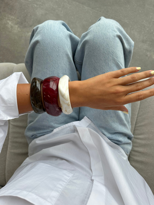 3-PAK ARMBÅND - OFFWHITE/WINE/BROWN
