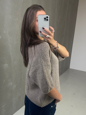 MIRA SHORT SLEEVE KNIT - TAUPE