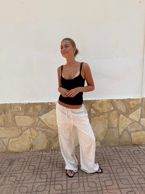 FLORA LINEN TROUSERS - SAND