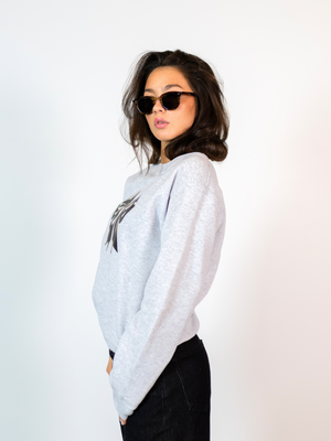 SATIN BOW (black) SWEATSHIRT - GRAY