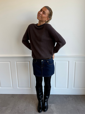 ESTHER DENIM MINI SKIRT - DARK BLUE