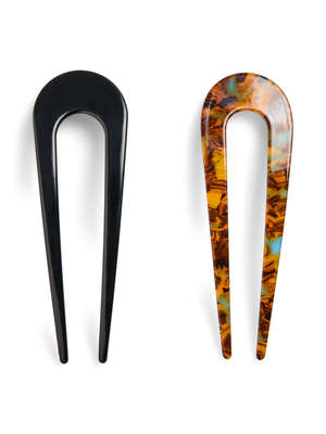 ODALIS HAIRPIN 2-Pak - Black & Turtle/Blue