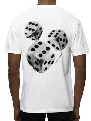 ROLLING DICES (back print) T-SHIRT - WHITE