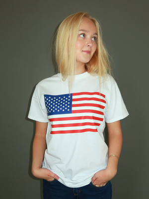 US FLAG T-SHIRT - HVID