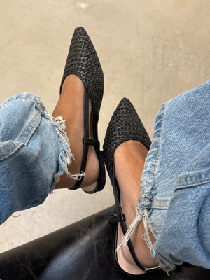 ZENIA FLAT SLINGBACK SHOES - BLACK