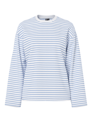 SADIE STRIPE TEE LS - CLOUD DANCER / CASHMERE BLUE
