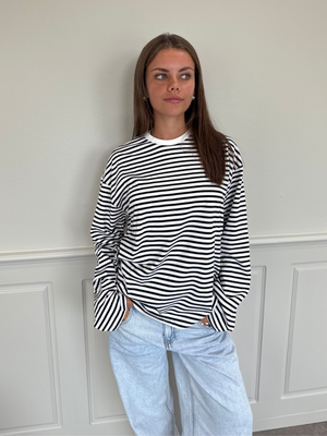 SADIE STRIPE TEE LS - CLOUD DANCER / BLACK