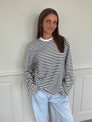SADIE STRIPE TEE LS - CLOUD DANCER / BLACK