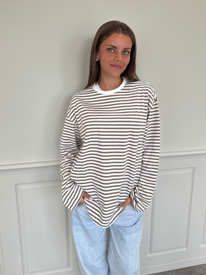 SADIE STRIPE TEE LS - CLOUD DANCER / FOSSIL