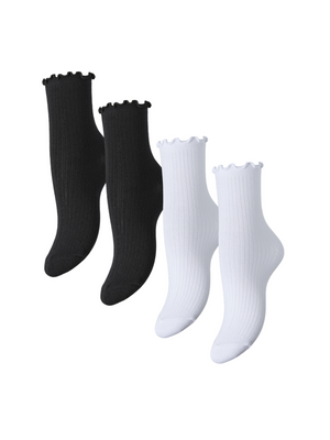 AFIA STRØMPER - 4 PACK BLACK+WHITE