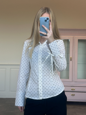 AVA STRING SHIRT - WHITE POLKA DOTS