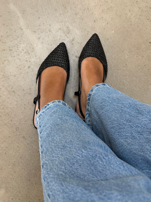 ZENIA FLAT SLINGBACK SHOES - BLACK