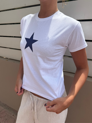 NAVY STAR BABY TEE - GRAY