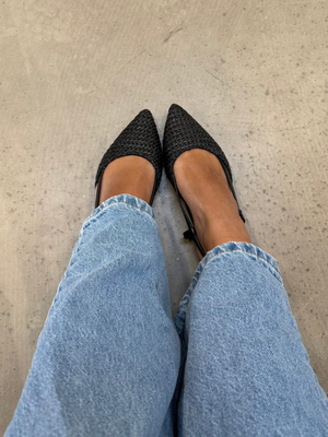 ZENIA FLAT SLINGBACK SHOES - BLACK