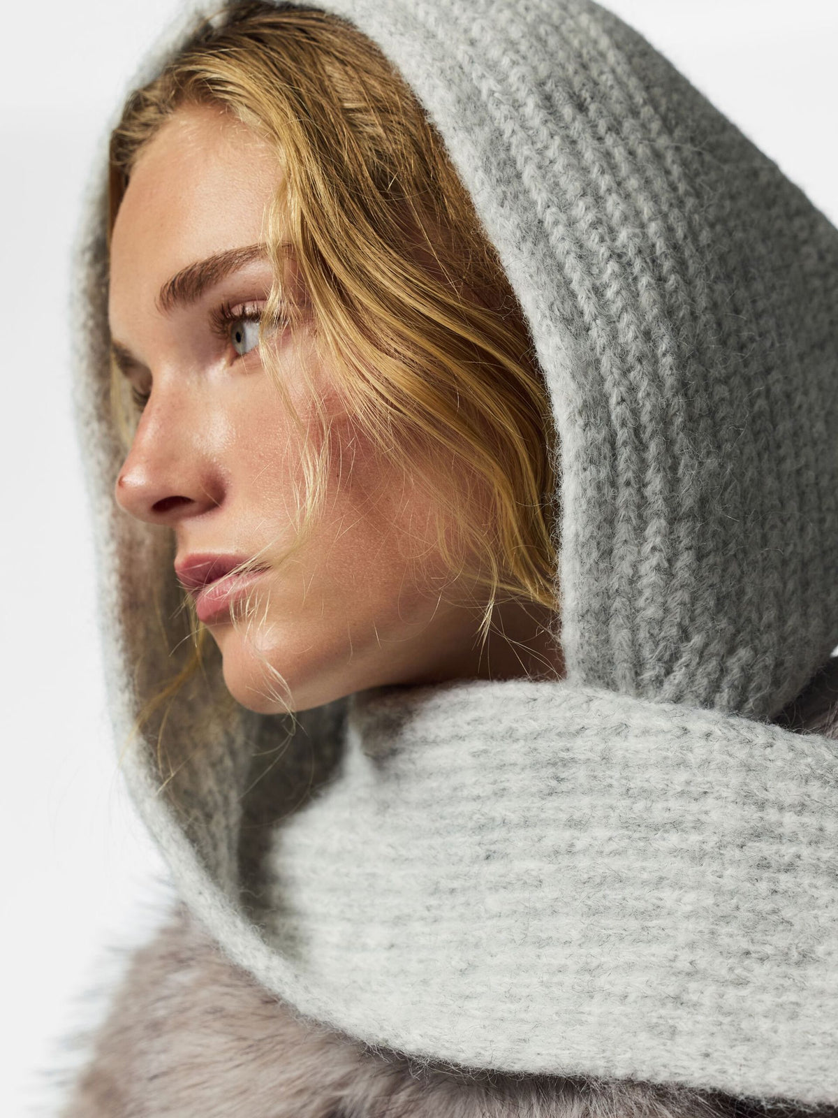 REBECCA BALACLAVA - LIGHT GREY MELANGE - Dinvintageshop
