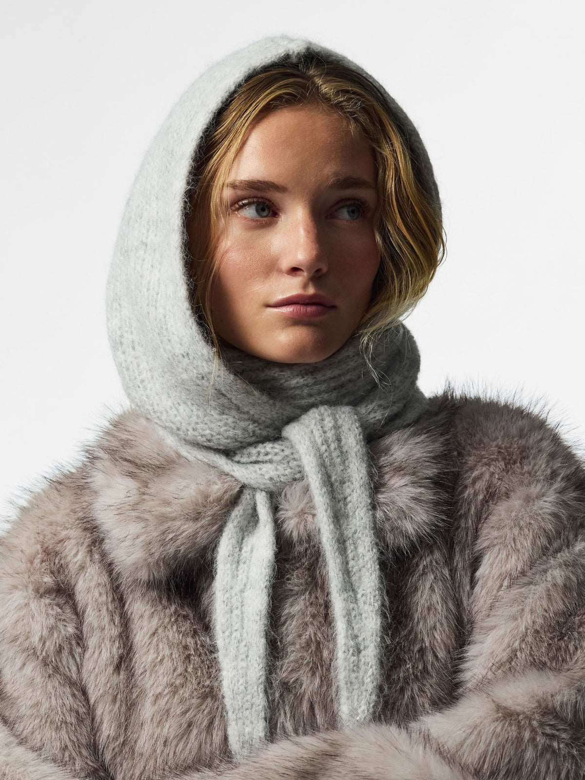 REBECCA BALACLAVA - LIGHT GREY MELANGE - Dinvintageshop