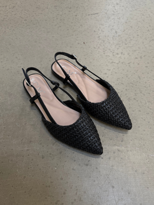 ZENIA FLAT SLINGBACK SHOES - BLACK