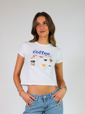 COFFEE CLUB BABY TEE - HVID