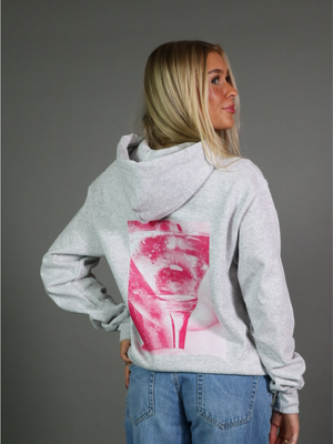 SEE-THROUGH HOODIE (rygprint) - GRÅ