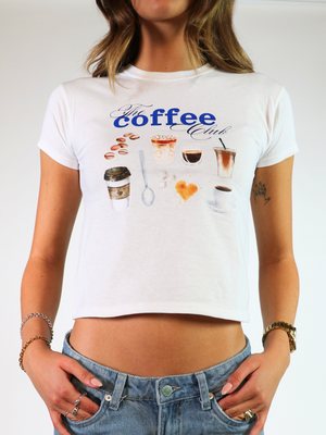 COFFEE CLUB BABY TEE - HVID