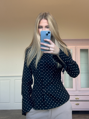 AVA STRING SKJORTE - BLACK POLKADOTS